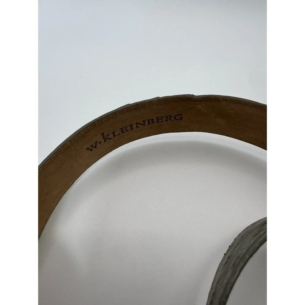 W Kleinberg O Ring Loop Belt Gray‎ Ostrich Leather Belt Sz 34 Designer Custom
